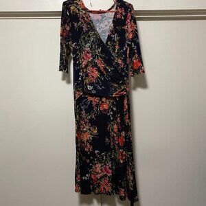 Salaam, 3/4 length sleeve, cross-over top, slightly asymmetrical dress, size XL